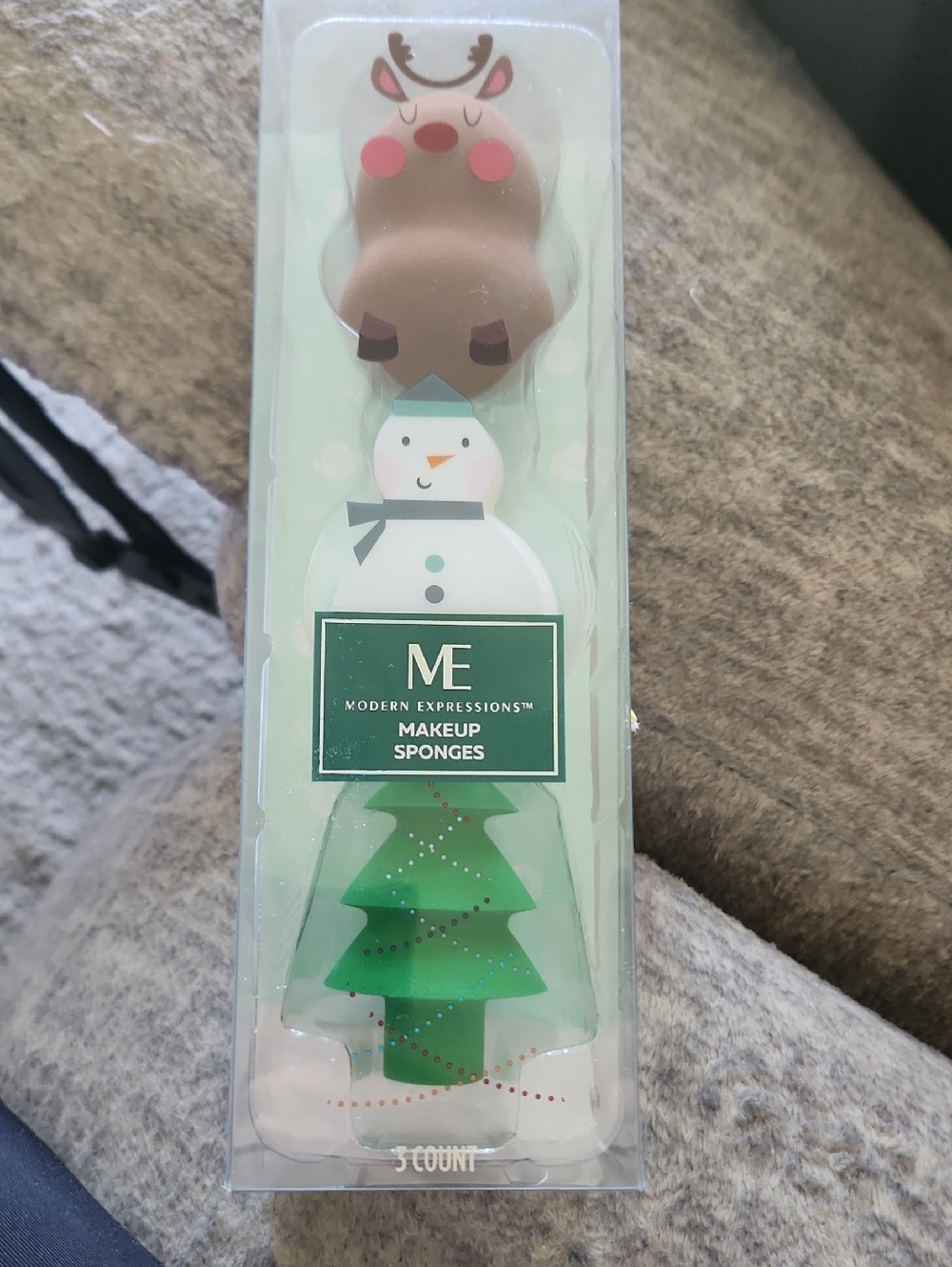 Expressions Green and White Holiday Tree Makeup Sponge